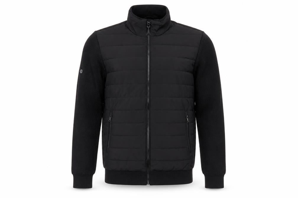 Superdry Men's Black Bomber Jacket Size S Full Zip Knit Panel