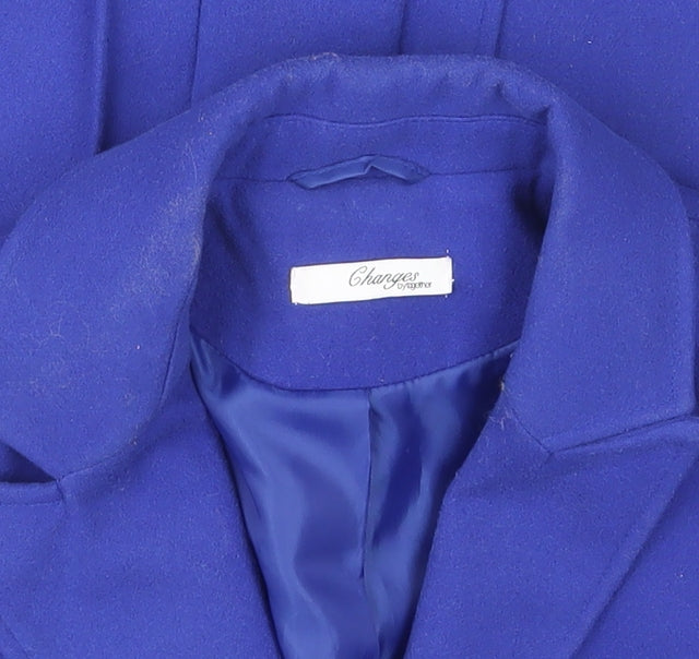 Changes by Together Women's Blue Long Buttoned Coat Size 14