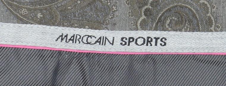 Marc Cain Sports Womens Grey Wool Blend Check Mid-Length Coat Size S
