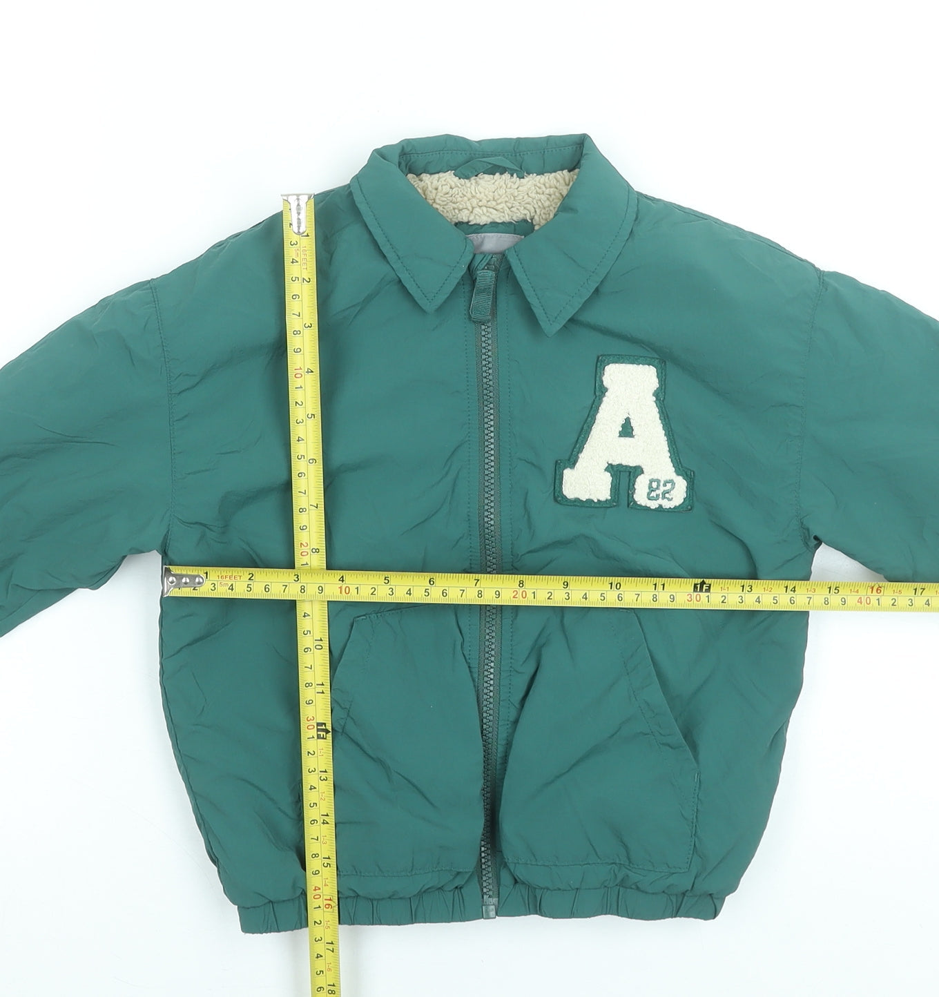 Next Boys Green 3-4 Years Bomber Jacket Nylon Lined Full Zip Casual