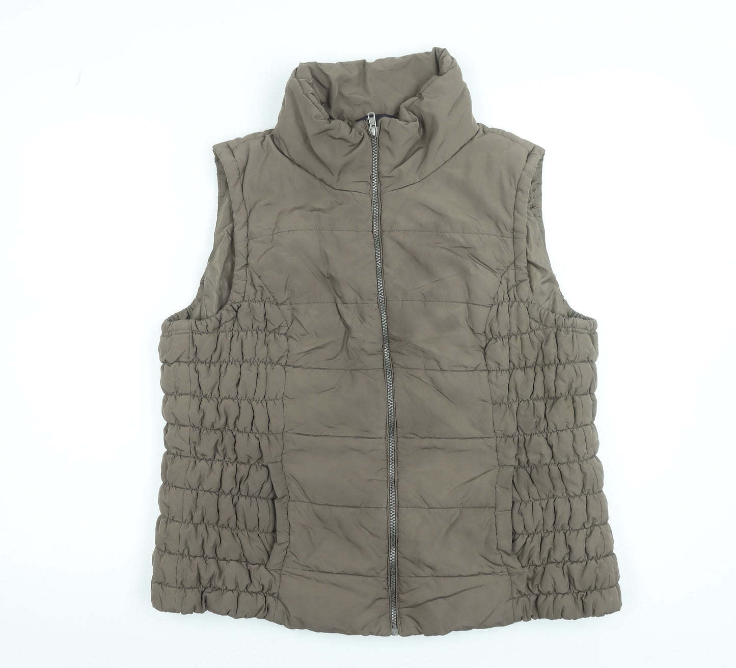 Marks and Spencer Women Brown Puffer Waistcoat XL Sleeveless Zip