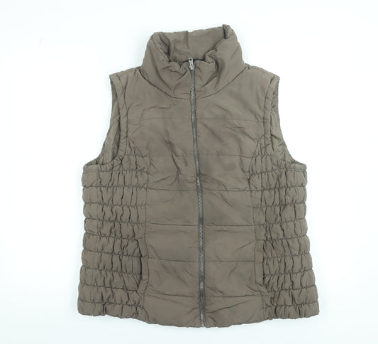 Marks and Spencer Women Brown Puffer Waistcoat XL Sleeveless Zip