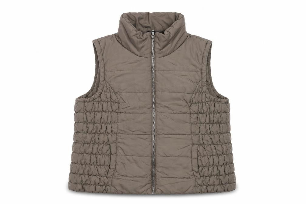 Marks & Spencer Women Brown Puffer Waistcoat XL Sleeveless Zip