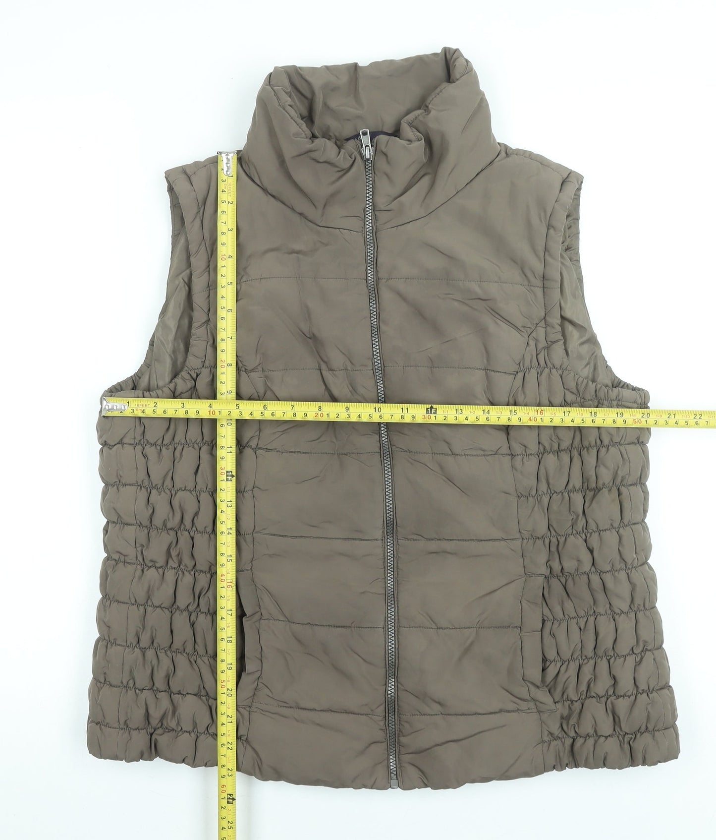 Marks and Spencer Women Brown Puffer Waistcoat XL Sleeveless Zip