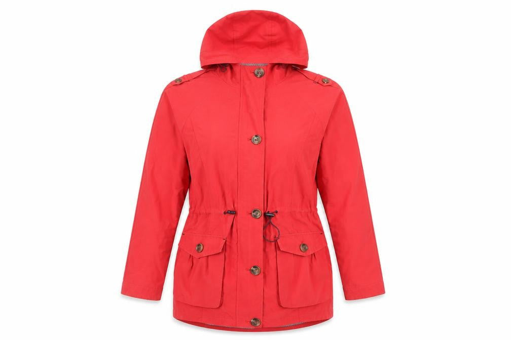 Marks & Spencer Women’s Red Hooded Cotton Blend Parka Jacket Size 12