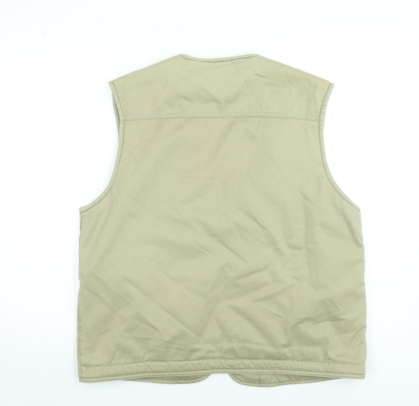 Kazah Men’s Beige Cotton Bodywarmer Waistcoat L Faux Fur Lined Outdoor Vest
