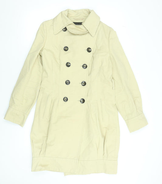 Marks and Spencer Women Beige Trench Coat UK 10 Cotton Linen Blend