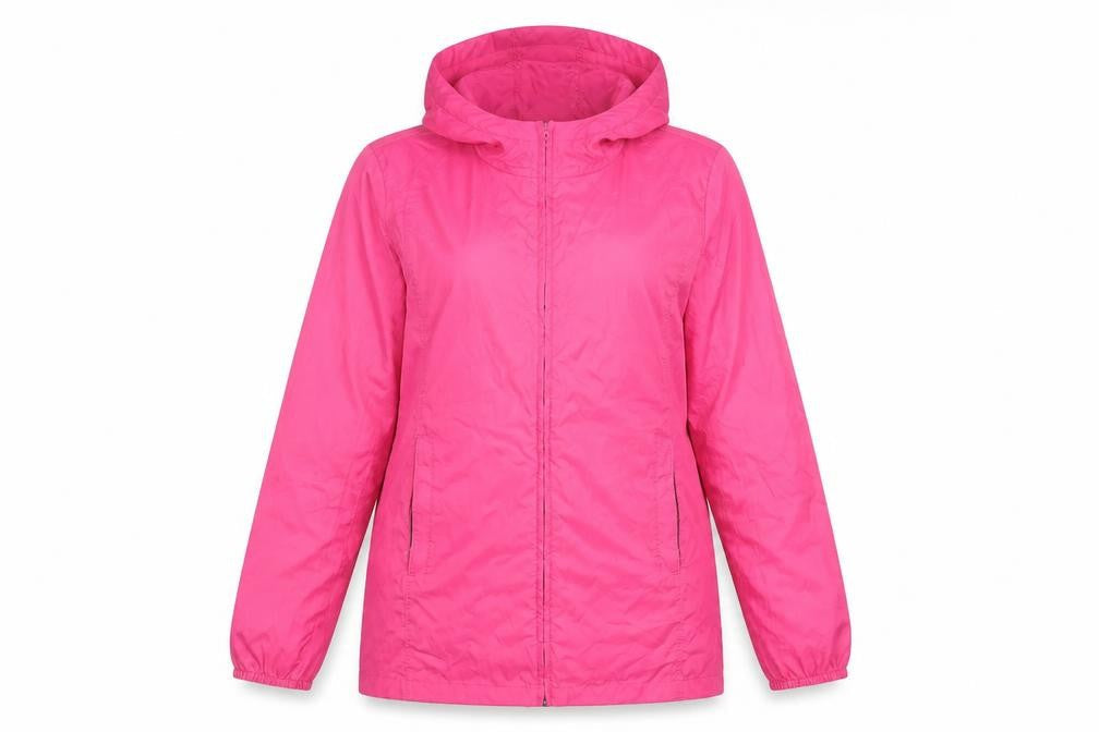 Lands' End Womens Pink Hooded Rain Coat Jacket Size M Water Resistant