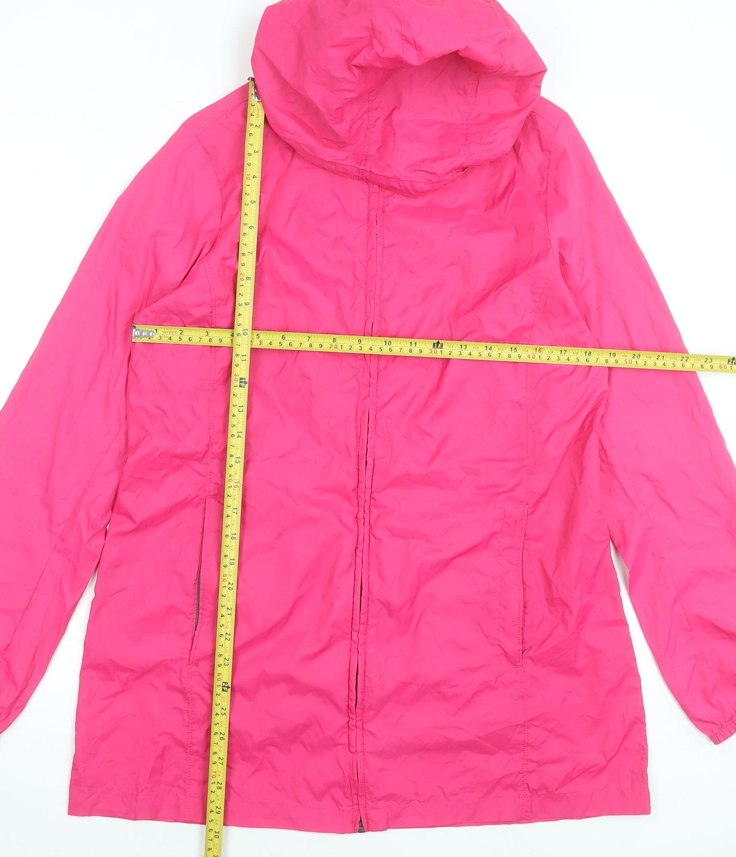 Lands' End Womens Pink Hooded Rain Coat Jacket Size M Water Resistant
