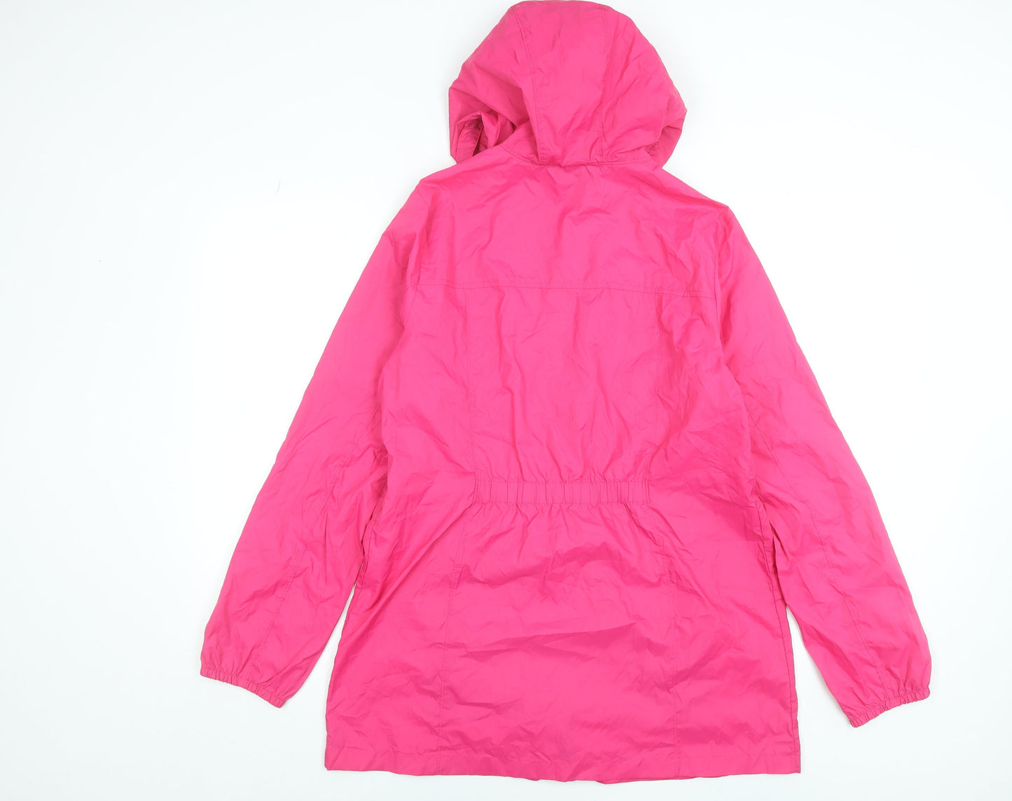 Lands' End Womens Pink Hooded Rain Coat Jacket Size M Water Resistant