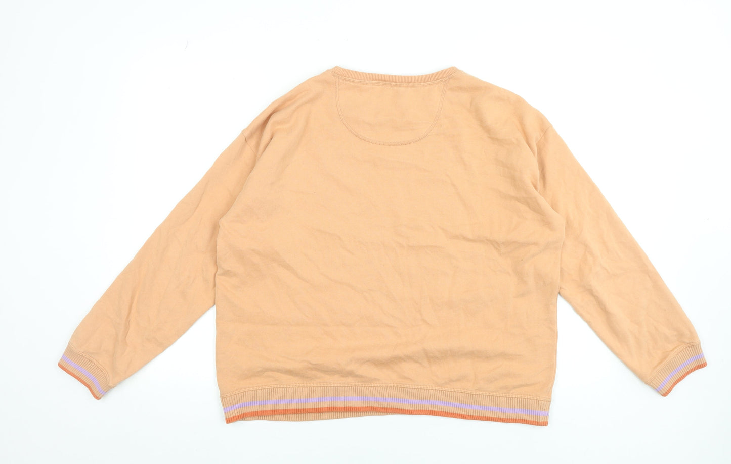 FatFace Womens Beige Cotton Sweatshirt Size 14 Graphic Print Crew Neck