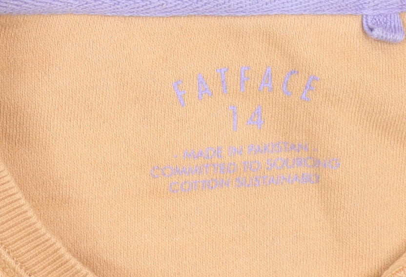 FatFace Womens Beige Cotton Sweatshirt Size 14 Graphic Print Crew Neck