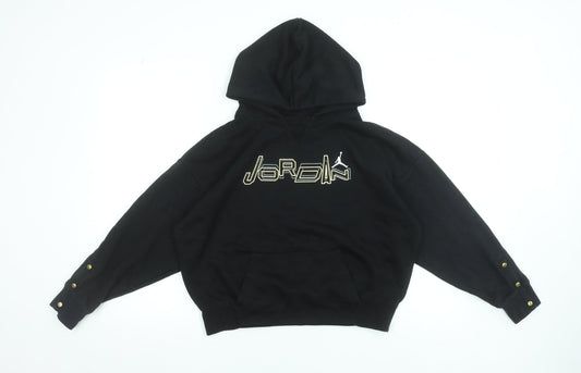 Jordan Girls Black XL 13-15 Years Pullover Hoodie with Gold Logo