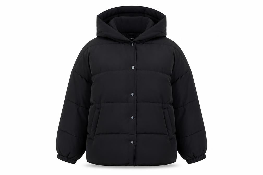 Boohoo Womens Black Hooded Puffer Jacket Size 8 Winter Coat