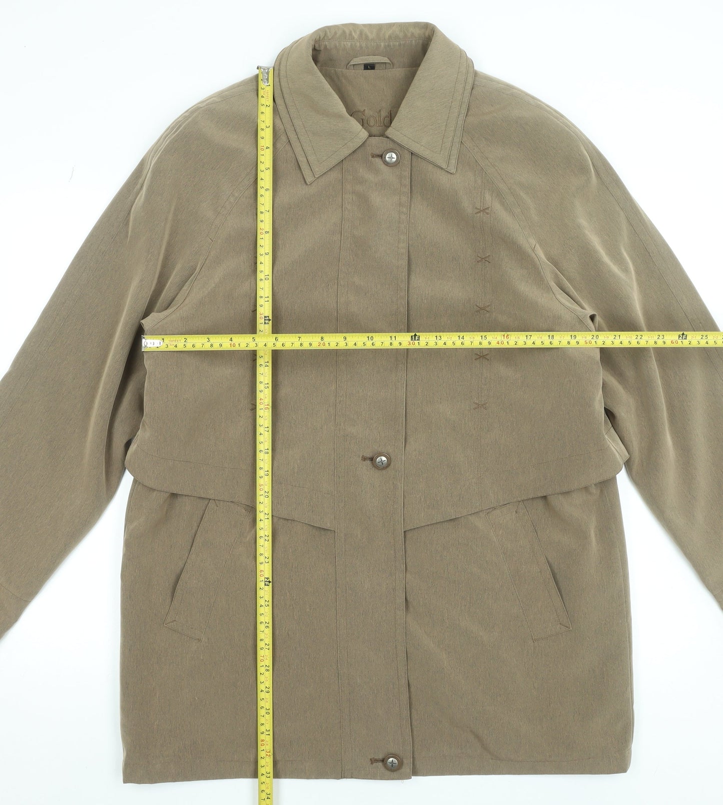 Gold by Telemac Women's Beige Mid-Length Polyester Overcoat L