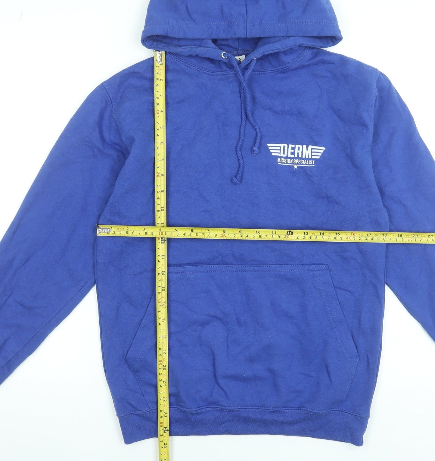 Just Hoods AWDis Blue Men’s Pullover Hoodie Size S Graphic Print