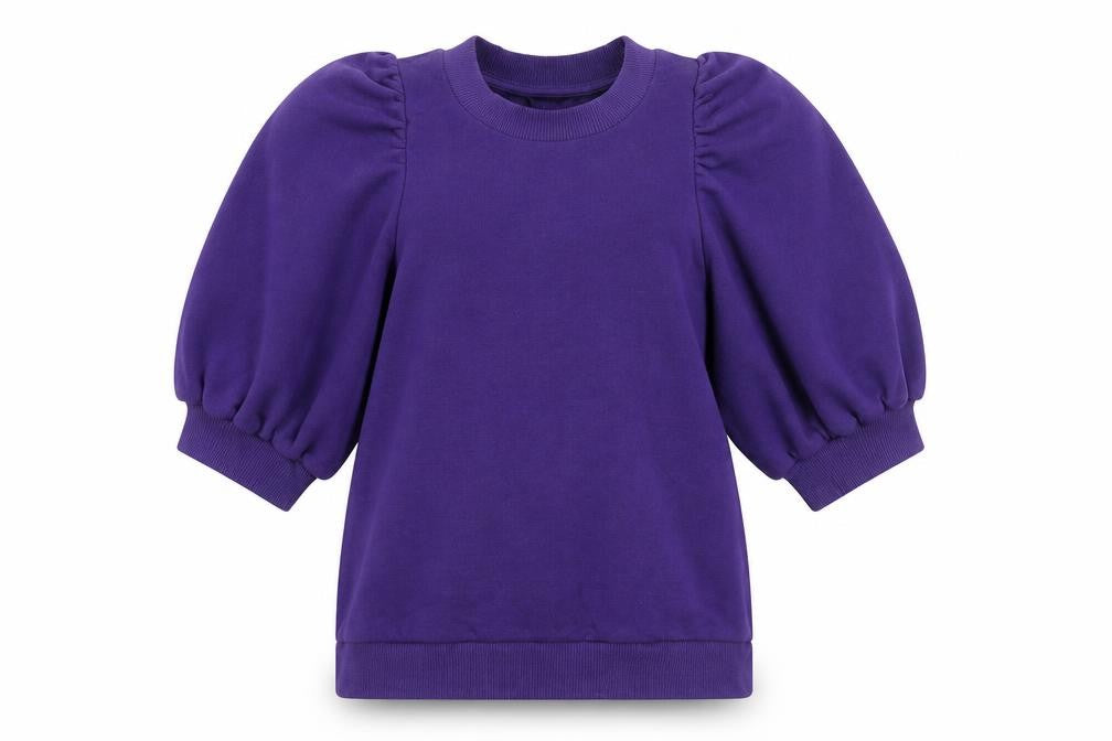 Lindex Women's Purple Puff Sleeve Sweatshirt Size S