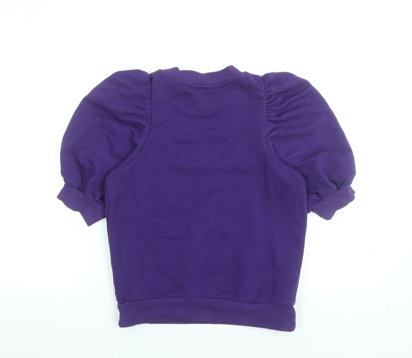 Lindex Women's Purple Puff Sleeve Sweatshirt Size S