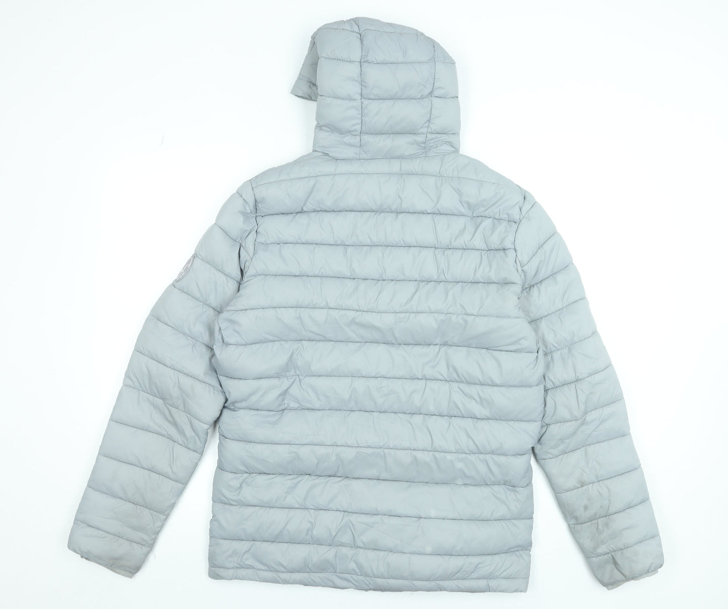 SoulCal & Co Men's Grey Small Puffer Jacket Hooded Lightweight Nylon