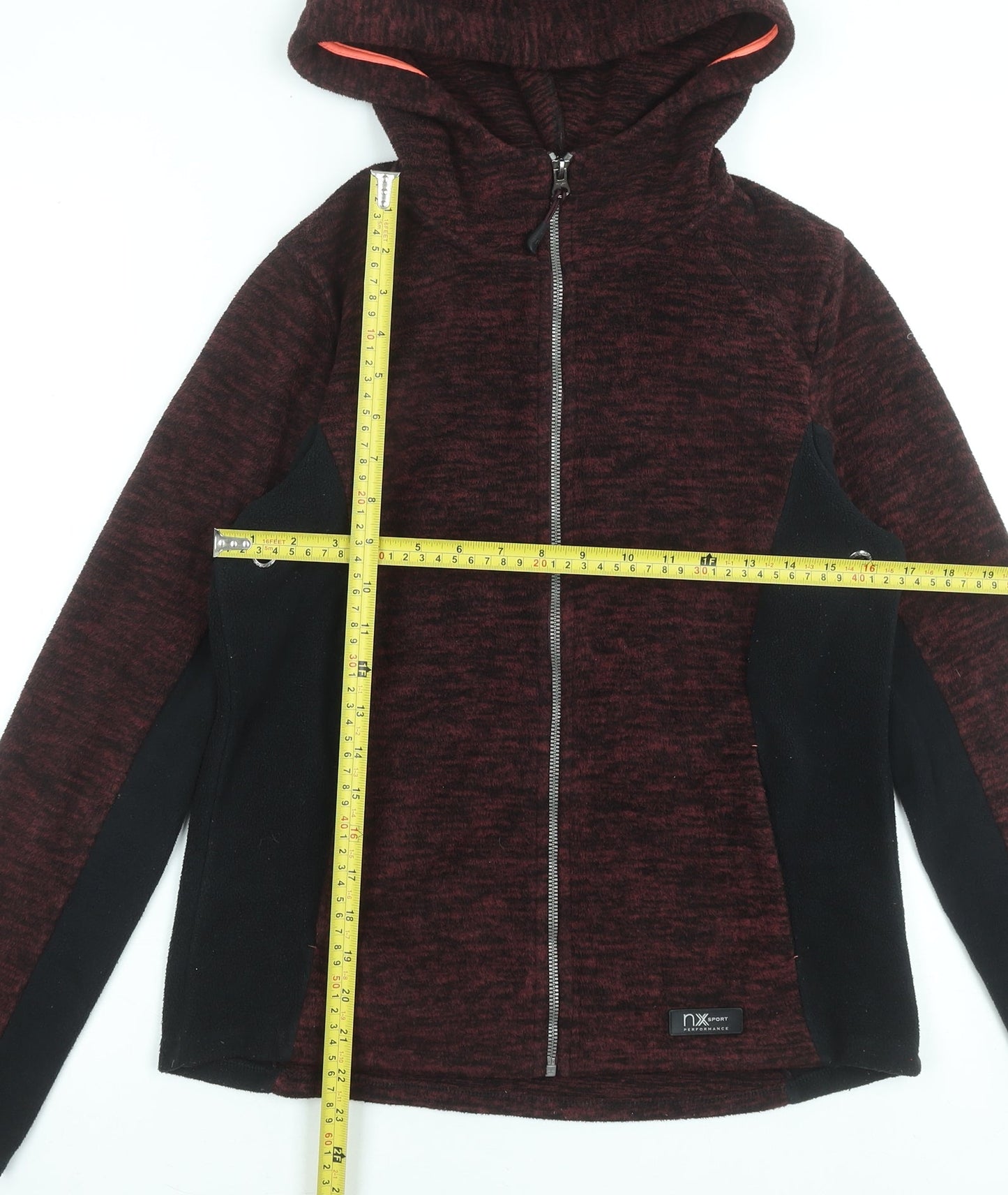 Next Womens Red Hooded Full Zip Fleece Jacket Size 10