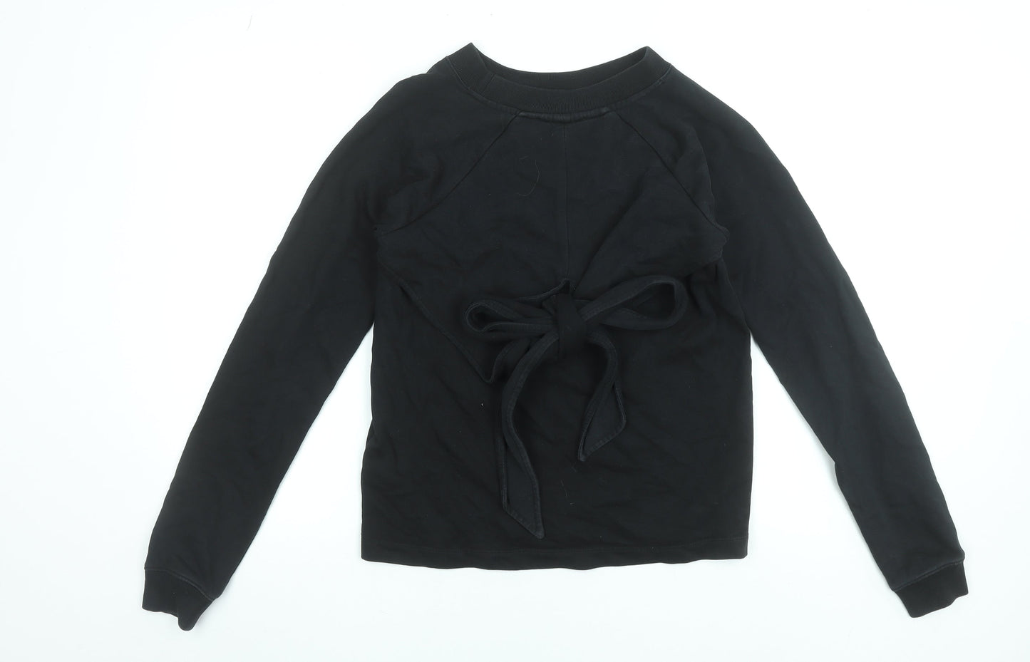 AllSaints Women's Black XS Tie Front Cotton Sweatshirt