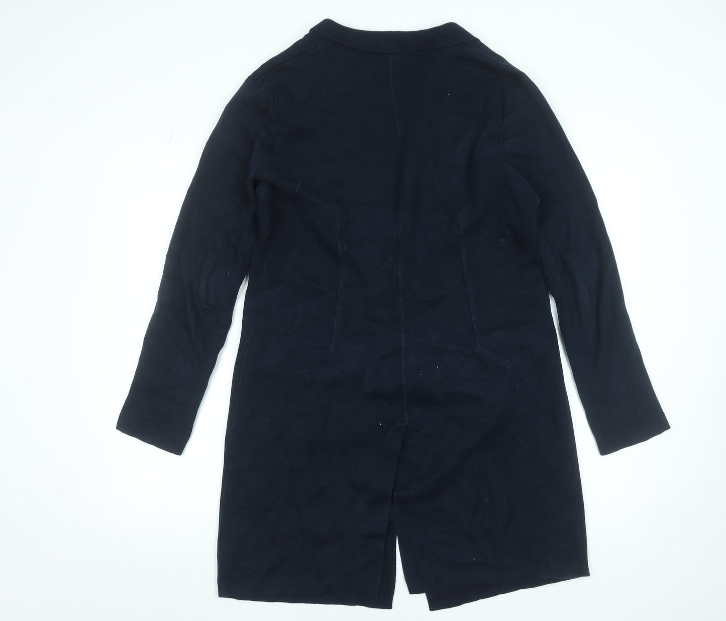 Caroll Women Blue Long Cotton Coatigan Size 12 Single-Breasted