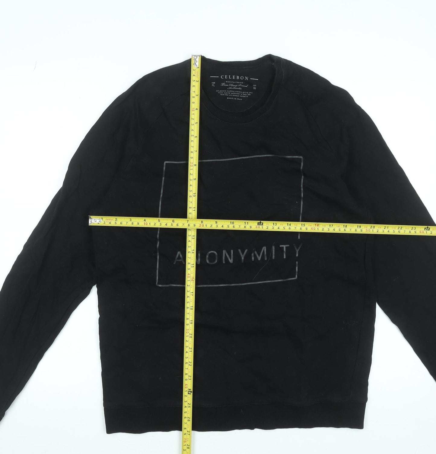 Celebon Men's Black XL Crew Neck Graphic Sweatshirt