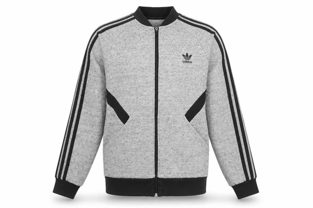 Adidas Teens Grey Full Zip Sweatshirt XL Sports Logo Jacket