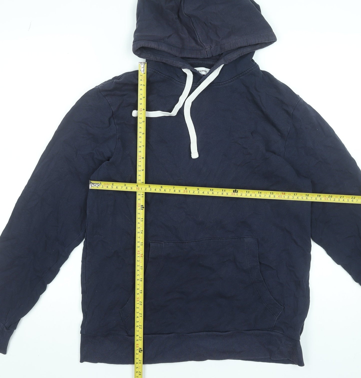 Jack & Jones Men's Blue Pullover Hoodie Size L Cotton Casual Sweatshirt