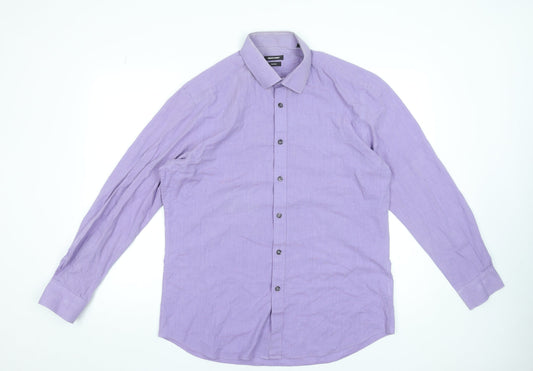 Remus Uomo Men's Purple Slim Fit Long Sleeve Dress Shirt 16.5in