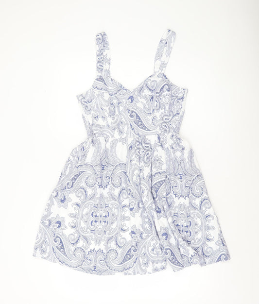 Dex Women’s White Paisley Fit & Flare Summer Dress XS