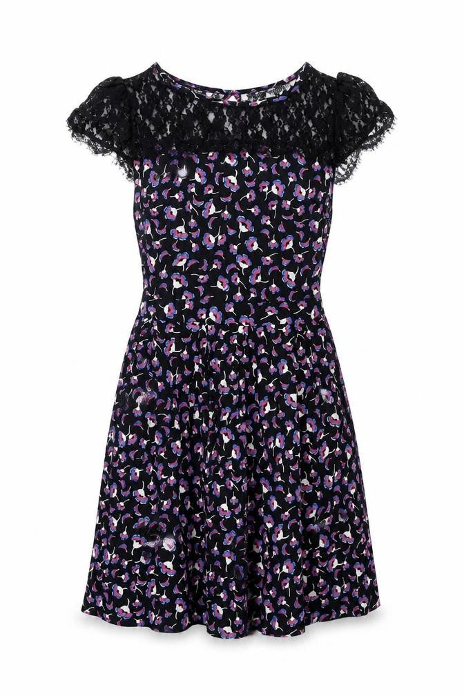 Red Herring Womens Black Floral Lace Short Fit & Flare Dress Size 12