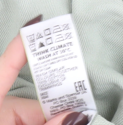 Marks and Spencer Women Dusted Mint Green Ruffle Shoulder Sweatshirt Size 16