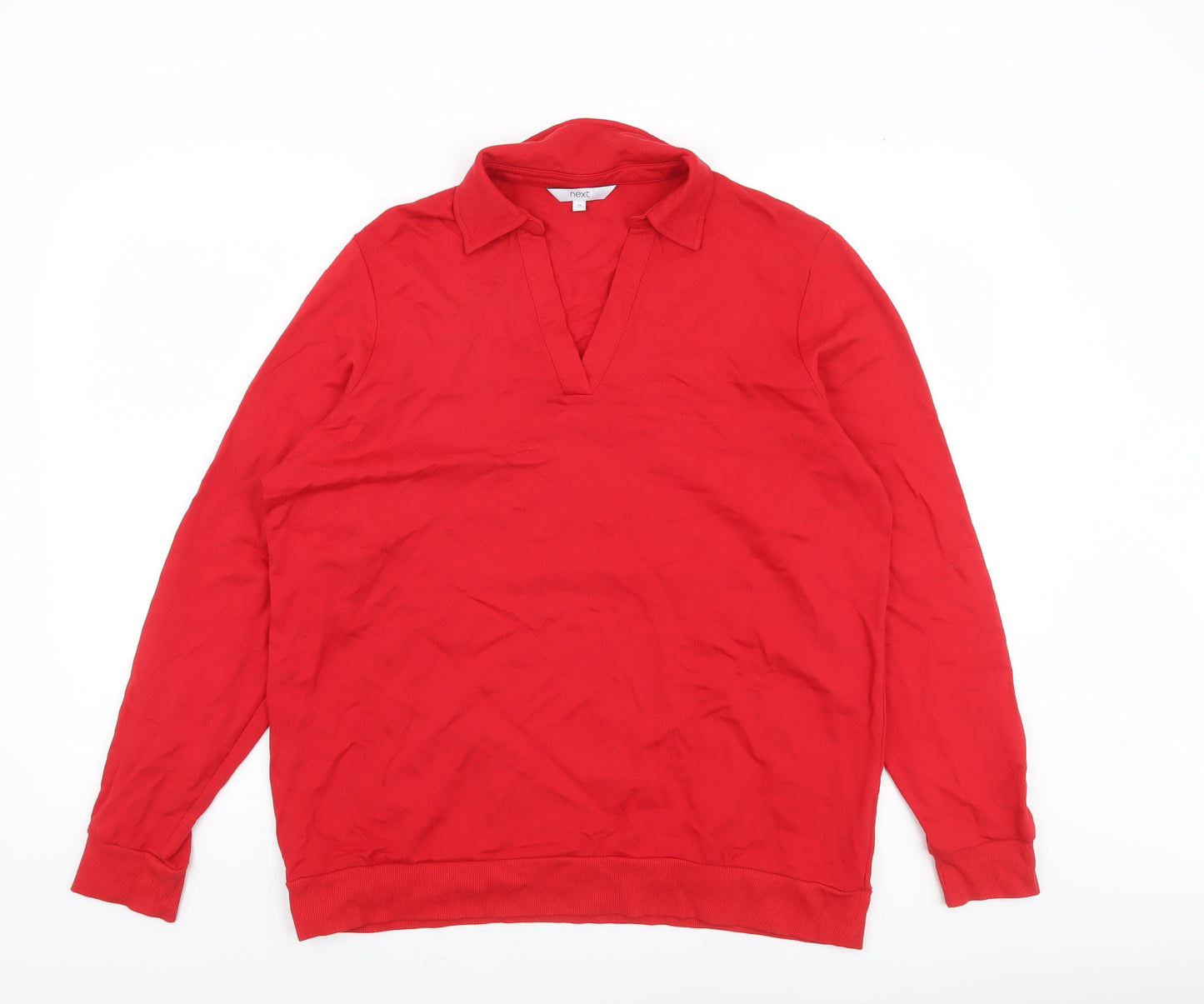 Next Women Red Henley Sweatshirt UK 16 Cotton Modal Blend
