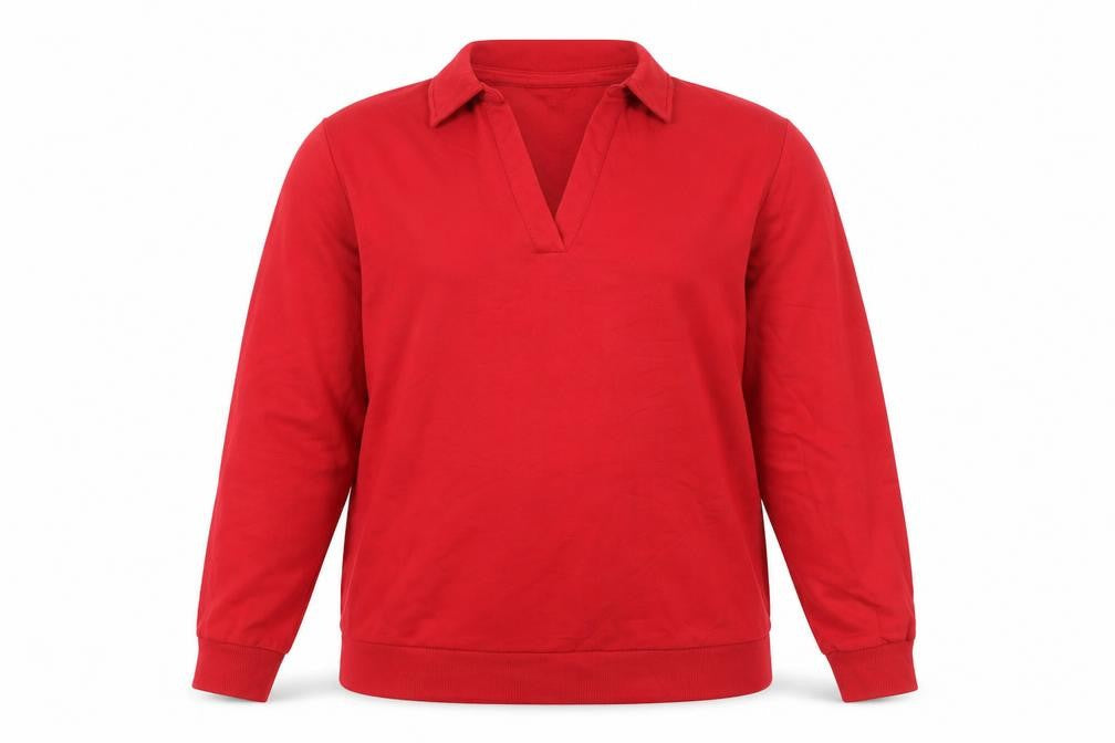 Next Women Red Henley Sweatshirt UK 16 Cotton Modal Blend