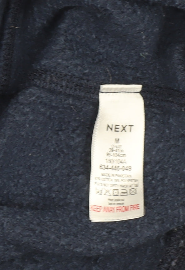Next Men's Blue Pullover Hoodie Size M Cotton Blend Fleece