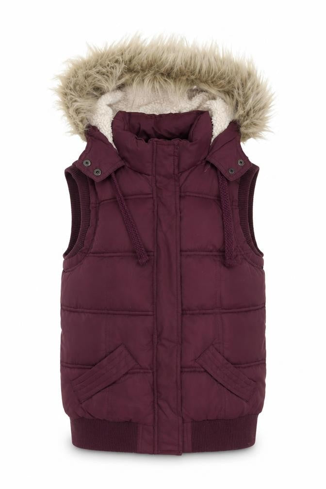 New Look Women’s Purple Puffer Hooded Waistcoat Size 10