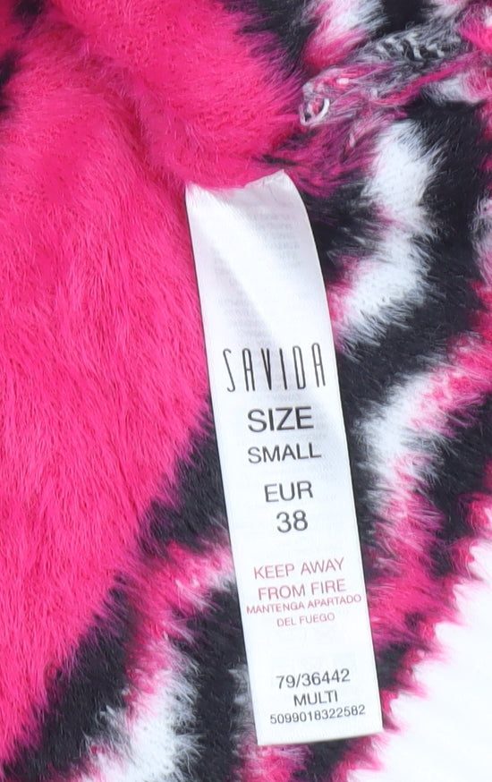 Savida Women's Multicoloured Zigzag Knit Crew Neck Jumper Size 10