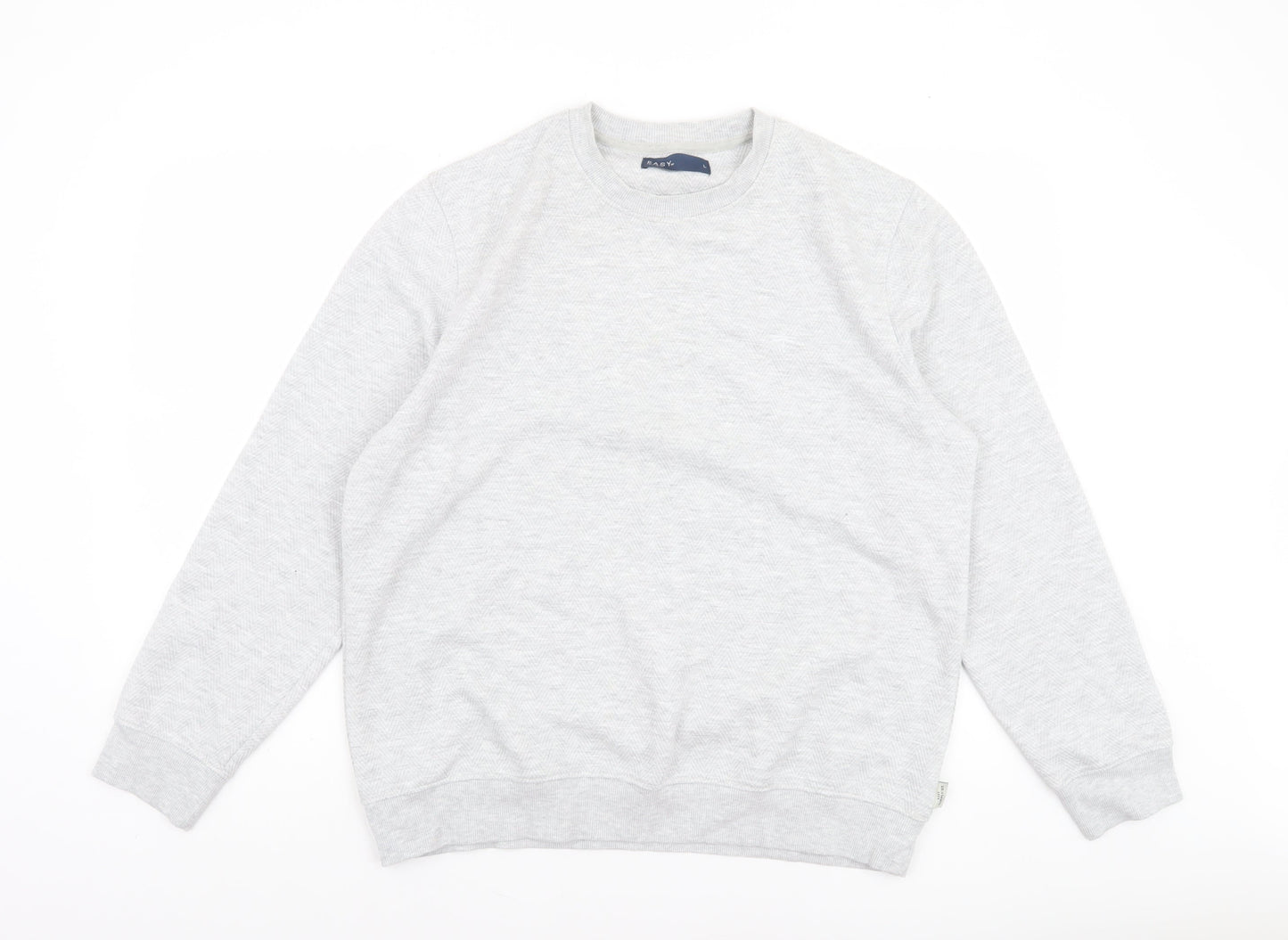 Easy Men's Grey Long Sleeve Crew Neck Pullover Sweatshirt Size L