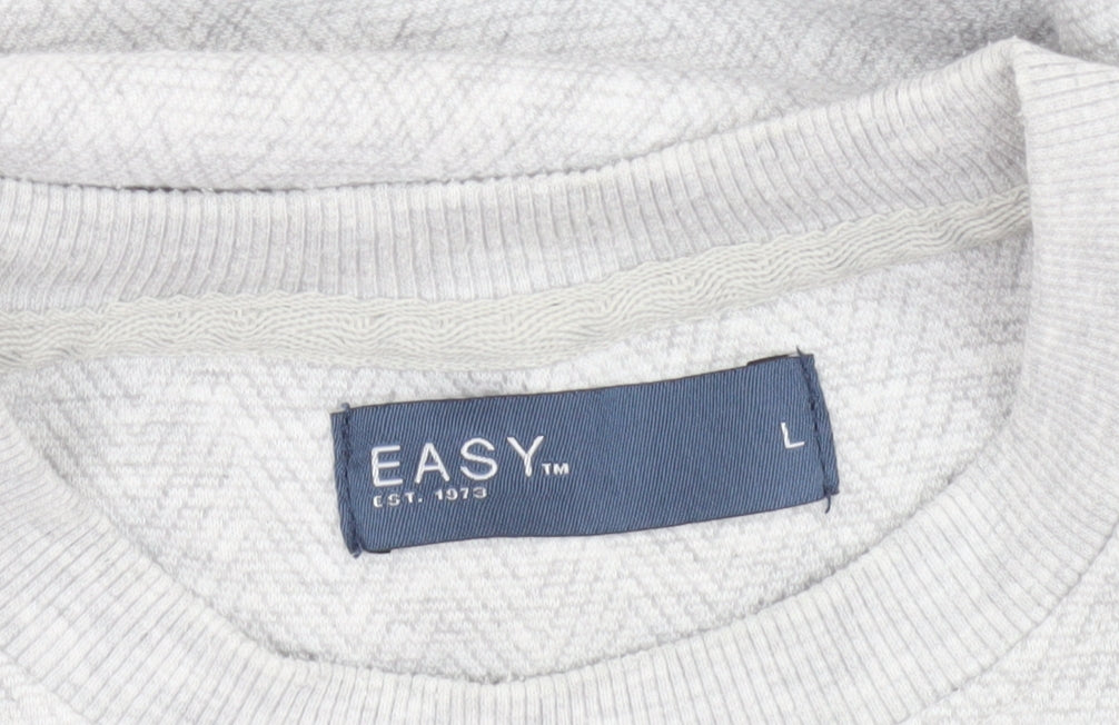 Easy Men's Grey Long Sleeve Crew Neck Pullover Sweatshirt Size L