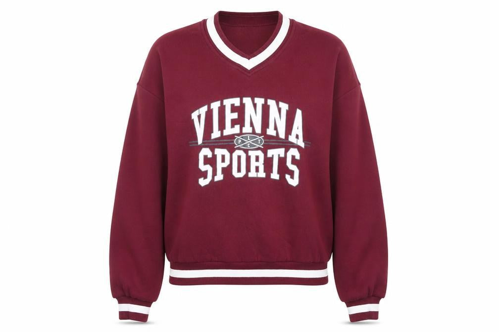 PRETTYLITTLETHING Womens Burgundy Vienna Sports Sweatshirt Size S