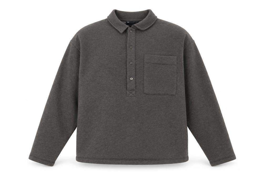 ASOS DESIGN Men's Brown Henley Fleece Sweatshirt XS Regular Fit