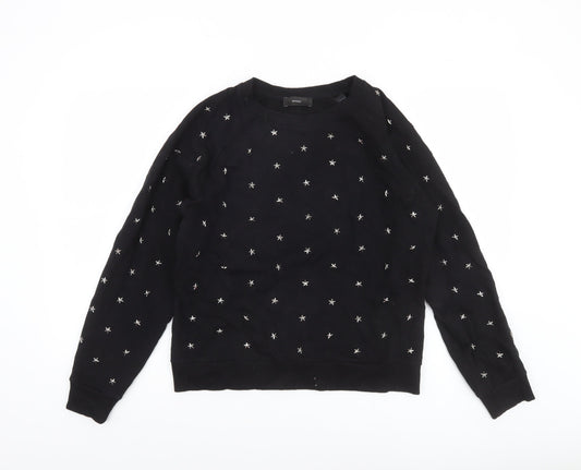 Diesel Women Black Star Studded Pullover Sweatshirt M