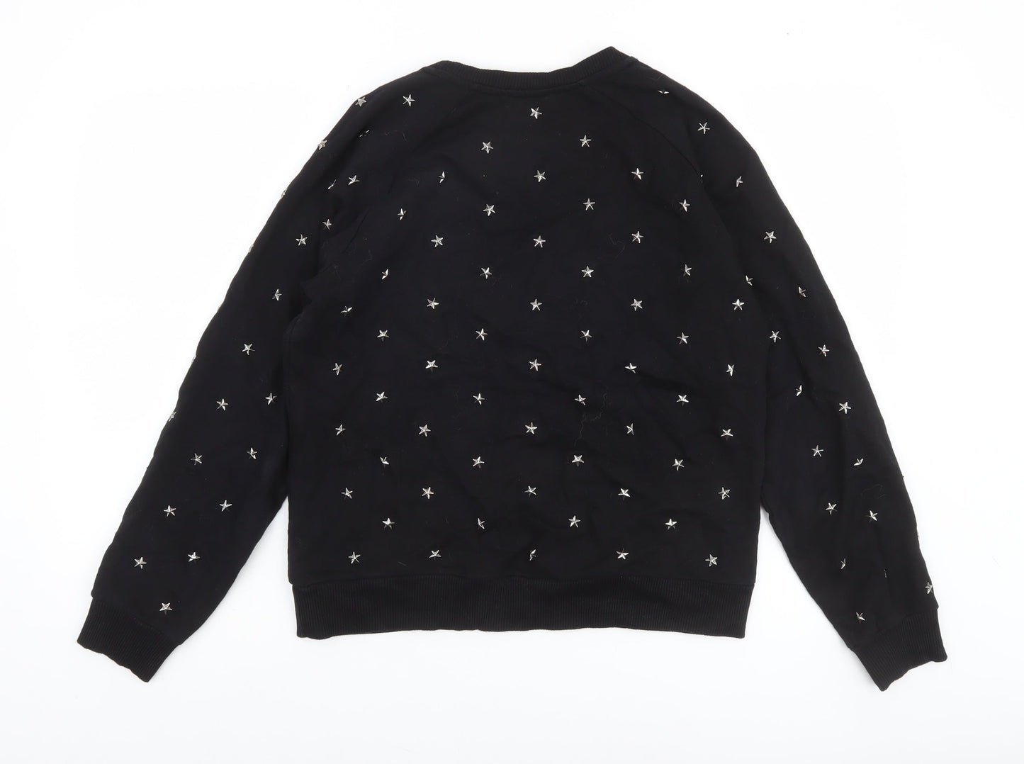 Diesel Women Black Star Studded Pullover Sweatshirt M