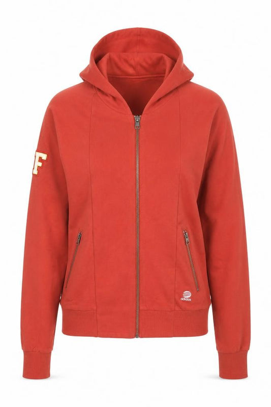 Adidas SLVR Women's Red Full Zip Hoodie Size L Cotton