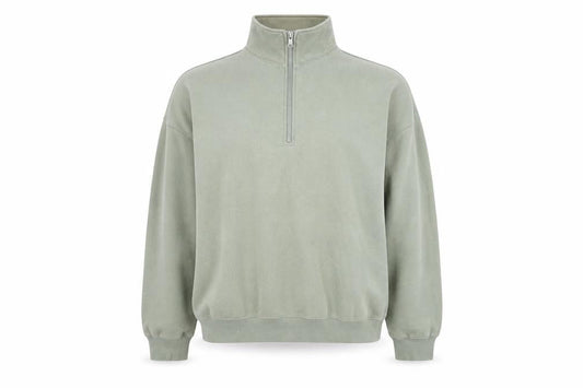 H&M Men's Green Relaxed Fit 1/2 Zip Fleece Sweatshirt L