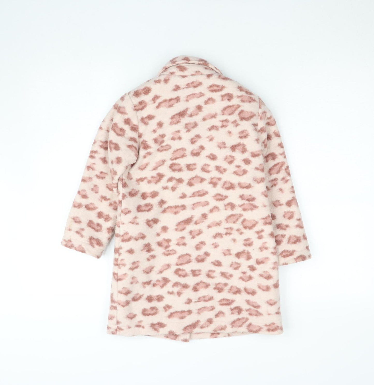 Tu Girls Pink Animal Print Mid-Length Button Coat Age 5-6 Years