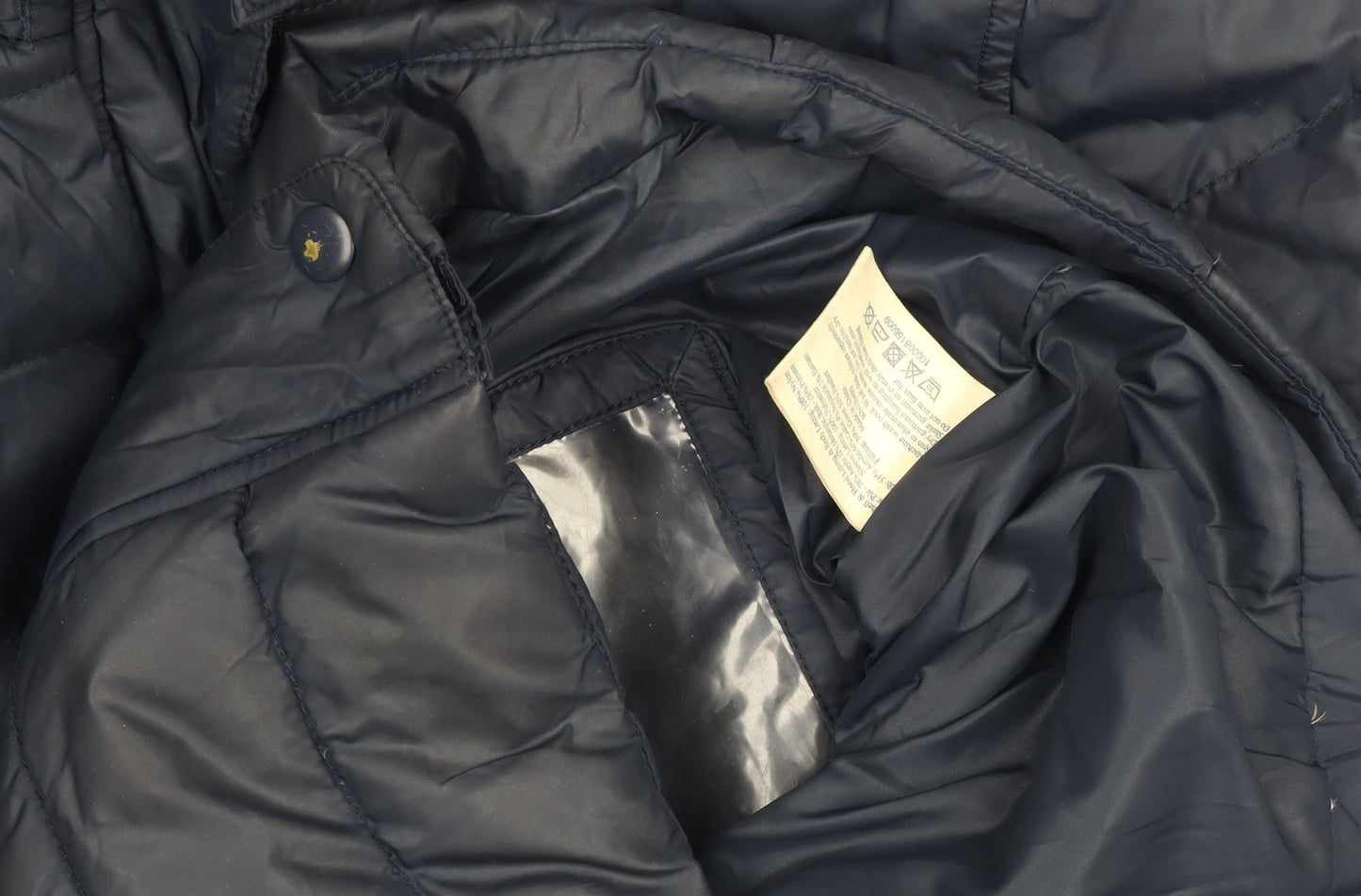 Jack Wills Girls Blue Hooded Puffer Jacket Coat UK 6 Faux Fur Trim Winter