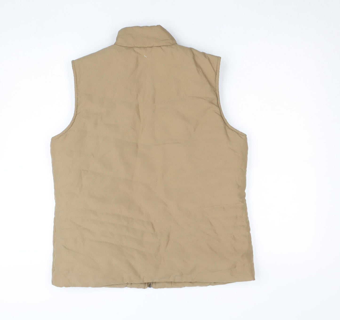 TIGI Womens Beige Cotton Blend Quilted Zip Waistcoat Bodywarmer Size 10