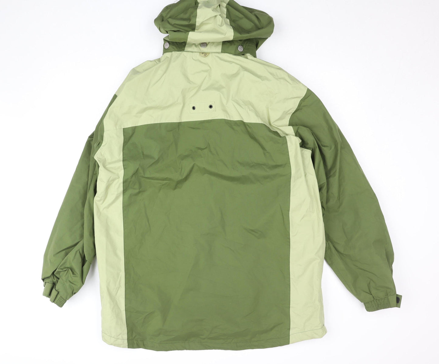 Outdoor Scene Girls Green Hooded Windbreaker Jacket Size L Water Resistant